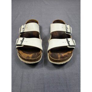 Birkenstock Size 39 Womens Arizona White Leather Sandals Big Buckle